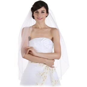سامكي 1 طبقة كريستال حافة الزفاف حجاب الزفاف الحافة مع طول الكوع الممر