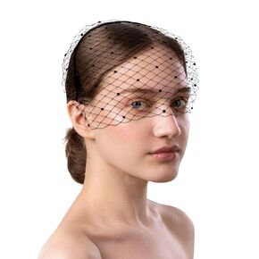 Black Birdcage Veil ، رأس العشرينات من القرن العشرين للنساء ، حجاب جنازة عقال مع حجر الراين ، إكسسوارات حزب الشاي للنساء ، عقال العروس الرائع مع الحجاب