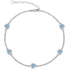 Dorunmo 925 Sterling Silver Birthstone Anklets للنساء للنساء هدايا مجوهرات عيد الأم للزوجة الأم لها