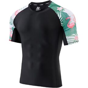 Men's Rash Guard T-Shirts UPF 50+ Baselayer Short Sleeve Skins Compression Performance Fit Tee