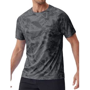PINSPARK Men's Rash Guard Swim Shirt UPF50+ Sun Protection Quick Dry Athletic Water Shirts for Men Surf Hiking