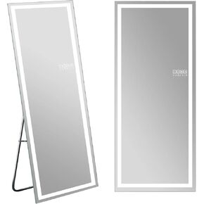 Vanitii 63 "x26" مرآة كاملة الطول مرآة دافئة مع أضواء RGB الإضاءة الخلفية و 3 ألوان الأمامية مضاء