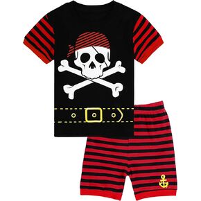 A & J Design Pure Cotton Print PJs لمدة 2-14 سنوات أطفال ، مجموعة من بيجامات قصيرة بأكمام من قطعتين