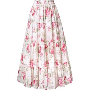 Scarlet Darkness Summer Skirts for Women Maxi Long Floral Skirt Flowy Tiered Renaissance Skirt