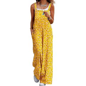 Womens Summer Casual Jumpsuits Baggy Wide Leg Floral Overalls Rompers for women 2025 With Pockets