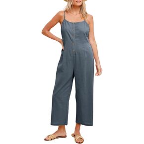 HOTIAN Womens Linen Cotton Overalls Straps Jumpsuits Casual Loose Jumpers 2025 Baggy Rompers in Kuwait