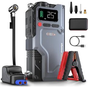 Portable Jump Starter with Air Compressor, 9000A Car Battery Booster Jumper Box, 12V Lithium Jump Pack Power Bank with Smart Cables, 150PSI Car Tire Inflator Air Pump for All Gas/16L Diesel
