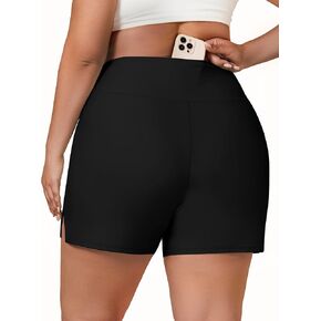 Tournesol Women's Plus Size 5" Swim Shorts High Waisted Board Shorts UPF50+ Bathing Suit Bottoms with Hidden Pockets 1X-5X