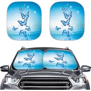 Auto Sun Shades for Windshield Universal Visor Shield Cover Colorful Dog Paw Spots Print Blocks UV Rays Car Interior Accessories Pack of 2