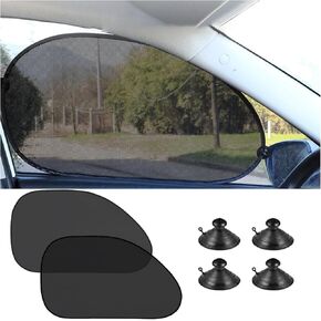Side Car Window Shades - Car Window Shade for Baby, Car Sun Shade- Sun, Glare and UV Rays Protection for Child- Car Shades for Rear Side Window (Black 2pcs (17.4x14.2in))