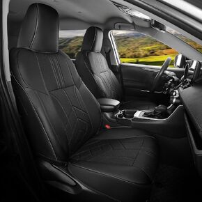 لأغطية مقعد Toyota RAV4 2019-2025 LE XLE LIMITED XLE XLE PREMIUM (وليس للهجين) - أغطية مقعد السيارة المخصصة المخصصة للمجموعة الكاملة - الأسود