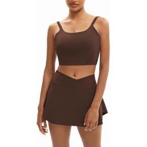 Tennis Dress 2 Piece Tennis Skirt Sets for Women High Waist Golf Skirt Built in Shorts and Sport Bra Workout Golf Outfits