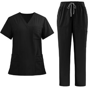 VICOGARD Scrubs Set for Women Medical Uniform–Stretch V-Neck Top & Straight Leg Pants with 9 Pockets for Nurse Workwear in Saudi Arabia