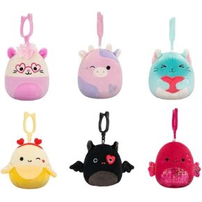Squishmallows 2025 Valentine Squad 3.5" Mini Plush Doll Clip Keychain (Set of 6)