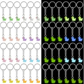 24 Pcs Luminous Mini Duck Keychain Glow in The Dark Duck Keychains Duckling Tiny Duckling Pendant Accessories