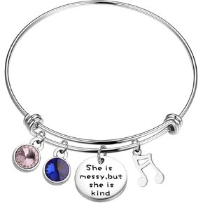AKTAP Waitress Musical Inspired Bangle She is Messy But She's Kind Musical Quote Gift (She is Messy Quote Bracelet)