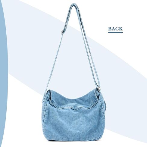 Denim Bag Casual Tote Bag Aesthetic Canvas Messenger Bag Lightweight Crossbody for Women and Men in Saudi Arabia