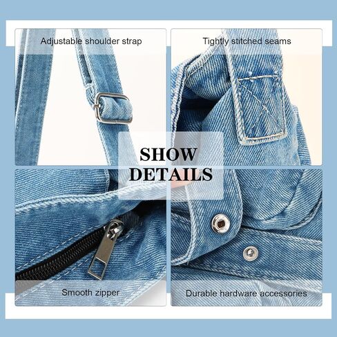 Denim Bag Casual Tote Bag Aesthetic Canvas Messenger Bag Lightweight Crossbody for Women and Men in Saudi Arabia