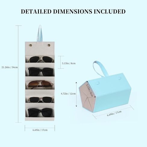 AUTOARK Foldable PU Leather Glasses Organizer with 5 Slots,Hanging & Portable Sunglass Eyewear Storage Case for Men Women,Black,MKAW251 in Kuwait