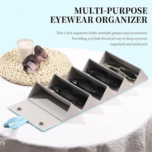 AUTOARK Foldable PU Leather Glasses Organizer with 5 Slots,Hanging & Portable Sunglass Eyewear Storage Case for Men Women,Black,MKAW251 in Kuwait