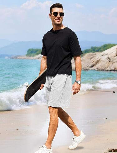 Flygo Men's 3 Pack Shorts Athletic Sweat Shorts Acid Cotton Cotton Cotton مرنة مرنة الصالة الرياضية السراويل الصال in Kuwait