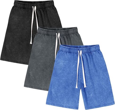 Flygo Men's 3 Pack Shorts Athletic Sweat Shorts Acid Cotton Cotton Cotton مرنة مرنة الصالة الرياضية السراويل الصال in Kuwait