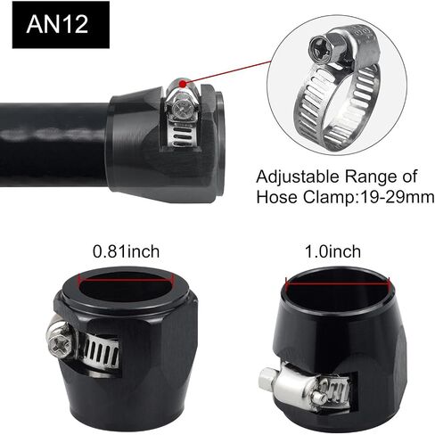 12AN Hose Finisher Clamp Aluminium Black for Stainless Braided Hoses,Rubber Hoses end Finisher in Kuwait