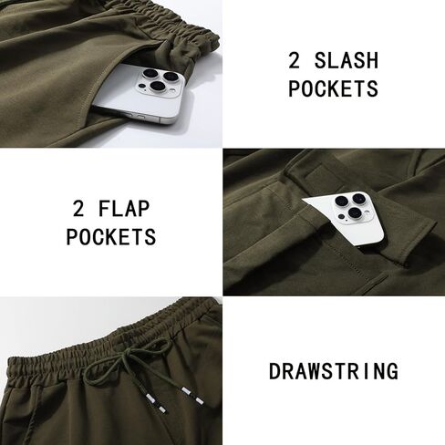 Suwangi Mens Cargo Athletic Shorts Flexible Elastic Waistband Loose Fit Shorts Outdoor Drawstring Multiple Pockets Shorts in Kuwait