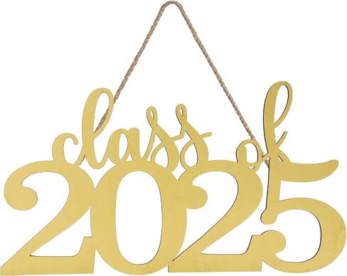 Graduation Decorations Wooden Class of 2025 Photo Props Party Backdrop Decor for School Grad Party Gifts (Gold) in Saudi Arabia