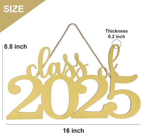 Graduation Decorations Wooden Class of 2025 Photo Props Party Backdrop Decor for School Grad Party Gifts (Gold) in Saudi Arabia