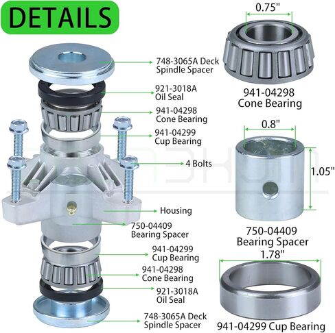 3 Pack 918-04426 Spindle Assembly Kit Replaces 918-3129C, Cub Cadet 618-04426 Spindle Assembly Cub Cadet 618-3129A, 618-3129C, 918-04217 for Cub Cadet Z Force 48 50 44 LT1018 GT2554 Tractors in Kuwait