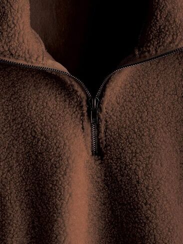 Zaful Women's Fashion Long Sleeve Longel Light zip Plain Fucs Fur Sweatshirt Solid Tops Pullover Tops in Saudi Arabia