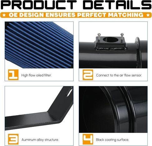 PTNHZ 6.4L Powerstroke 4" Cold Air Intake Pipe Kit W/Oiled Filter Replacement With 2008-2010 Ford F-250 F-350 F-450 Super Duty 6.4L Diesel in Saudi Arabia