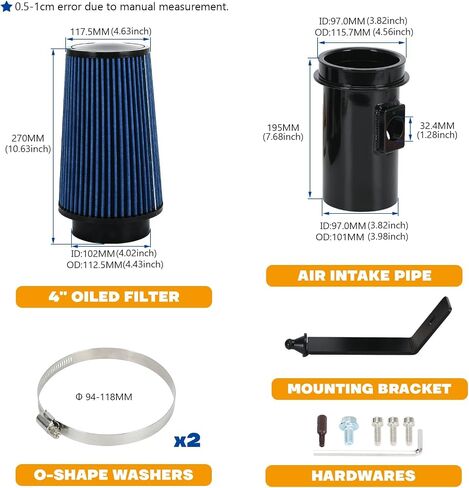 PTNHZ 6.4L Powerstroke 4" Cold Air Intake Pipe Kit W/Oiled Filter Replacement With 2008-2010 Ford F-250 F-350 F-450 Super Duty 6.4L Diesel in Saudi Arabia