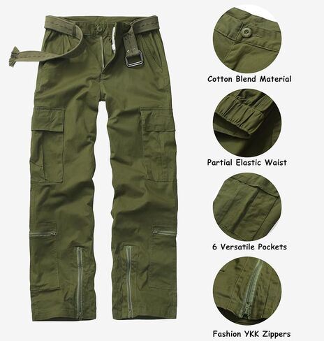 TRGPSG Womens Cargo Pants, Y2K Casual Pants Parachute Pants Relaxed Fit Streetwear with Multiple Pockets in Kuwait