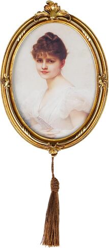 Vintage 5X7 Photo Frame, Oval Resin Photo Frame, Desktop Photo Frame, Wall Mounted Photo Frame with Pendant for Desktop and Wall Display (Gold 5x7) in Saudi Arabia