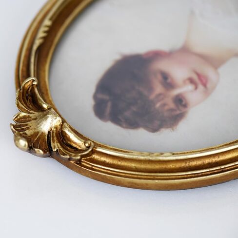 Vintage 5X7 Photo Frame, Oval Resin Photo Frame, Desktop Photo Frame, Wall Mounted Photo Frame with Pendant for Desktop and Wall Display (Gold 5x7) in Saudi Arabia