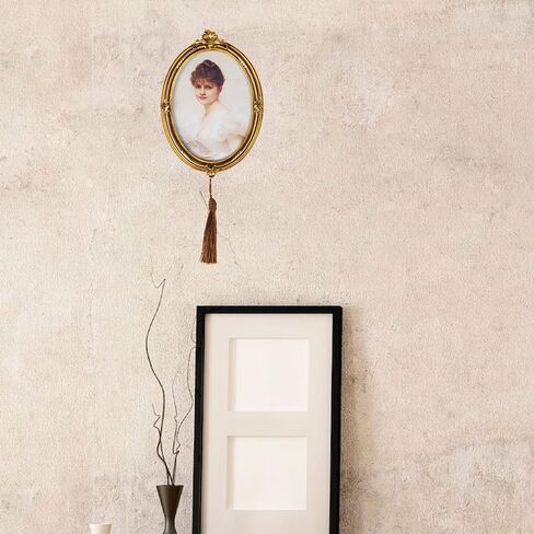 Vintage 5X7 Photo Frame, Oval Resin Photo Frame, Desktop Photo Frame, Wall Mounted Photo Frame with Pendant for Desktop and Wall Display (Gold 5x7) in Saudi Arabia