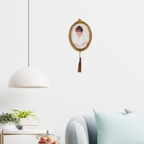 Vintage 5X7 Photo Frame, Oval Resin Photo Frame, Desktop Photo Frame, Wall Mounted Photo Frame with Pendant for Desktop and Wall Display (Gold 5x7) in Saudi Arabia