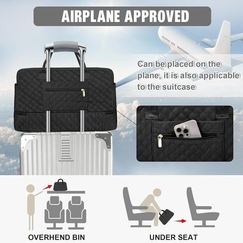 3 حزمة سفر حقيبة داكز ، أكياس عطلة نهاية الأسبوع للنساء مع مقصورة الأحذية ، ومساحة البلاط الكبيرة ، البند الشخصي ، تحمل أكياس مع جيب مبل in Kuwait