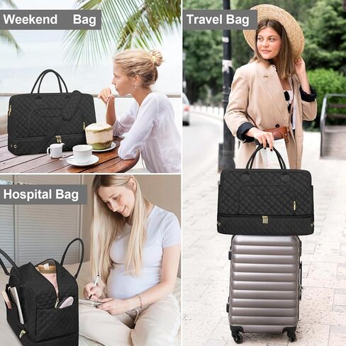 3 حزمة سفر حقيبة داكز ، أكياس عطلة نهاية الأسبوع للنساء مع مقصورة الأحذية ، ومساحة البلاط الكبيرة ، البند الشخصي ، تحمل أكياس مع جيب مبل in Kuwait