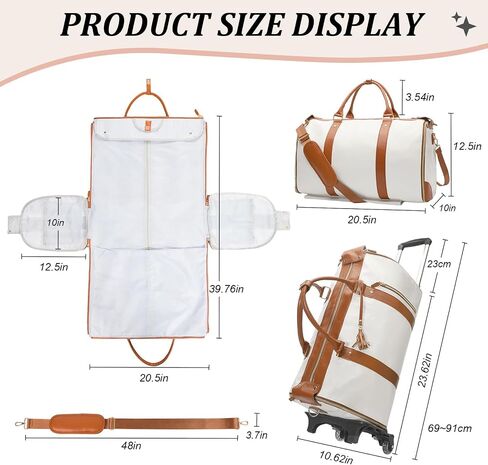 Rolling Garment Bag for Travel,Large Convertible Garment Duffel Bag Rolling Duffle Bag with Wheels,Carry on Garment Bags Weekender Travle Jenni Bags for Women Men(Black2) in Saudi Arabia