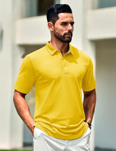 Cotrasen Men's Polo Shirts Short Sleeve Cotton Pique 3 Buttons Golf Shirts Classic Fit Casual Performance T-Shirt in Saudi Arabia