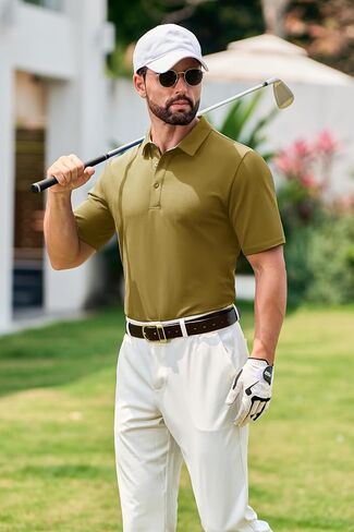 Cotrasen Men's Polo Shirts Short Sleeve Cotton Pique 3 Buttons Golf Shirts Classic Fit Casual Performance T-Shirt in Saudi Arabia