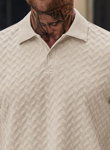 Men Textured Polo Shirts Casual Summer Short Sleeve Poloshirt (S-XXL) in Kuwait