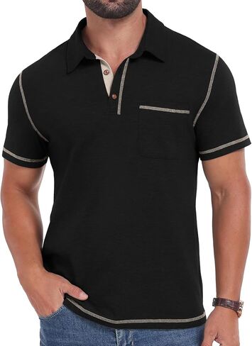 Sailwind Men's Short Sleeve Polo Shirts Casual Summer Classic Collared Golf Shirt with Pocket in Saudi Arabia