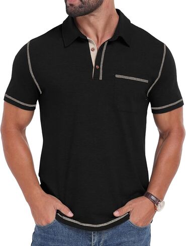 Sailwind Men's Short Sleeve Polo Shirts Casual Summer Classic Collared Golf Shirt with Pocket in Saudi Arabia