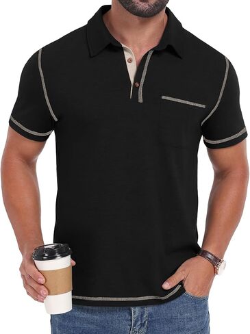 Sailwind Men's Short Sleeve Polo Shirts Casual Summer Classic Collared Golf Shirt with Pocket in Saudi Arabia