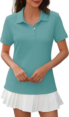Womens Short Sleeve Polo Shirts - V Neck Collared Golf & Tennis Shirt 2025 Casual Summer Tops in Saudi Arabia