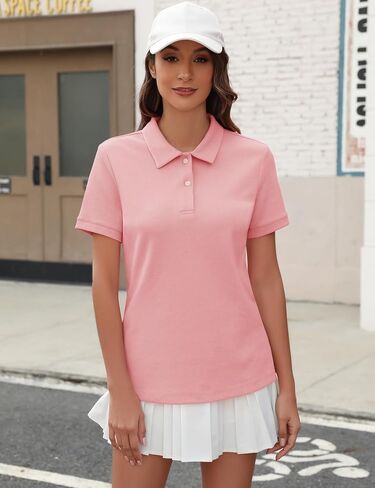 Womens Short Sleeve Polo Shirts - V Neck Collared Golf & Tennis Shirt 2025 Casual Summer Tops in Saudi Arabia
